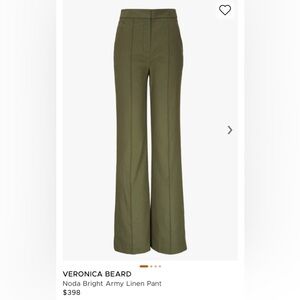 Veronica Beard Noda Linen Wide Leg Pant in Bright Army Green size 12